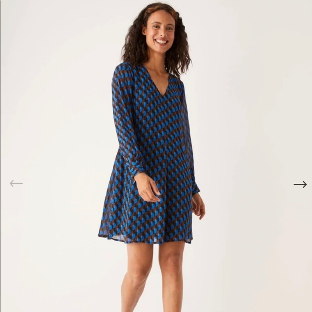 Frank and oak printed chiffon dress in Victoria blue